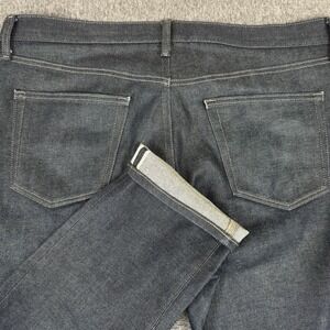 Uniqlo Jeans Mens 38x32 Blue Denim Red Line Selvedge Raw Dark Wash Slim Straight